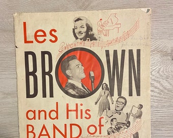 AUTOGRAPHED - Les Brown and his band of Renown - Program from July 2952 - Fruitport, Michigan