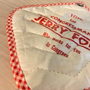 Vote Jerry Ford for Congressman Michigan TWO Potholders Red and Green Gingham image 6