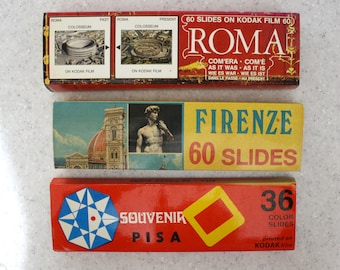 Souvenir Slides Italy - Vintage 1970s - Florence Pisa Rome - Kodak Projector Film - European Travel - Past and Present - Art History Photos