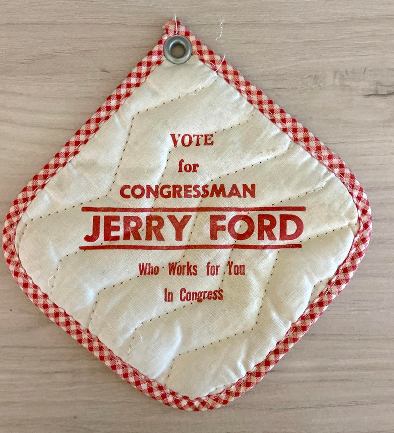 Vote Jerry Ford for Congressman Michigan TWO Potholders Red and Green Gingham image 4