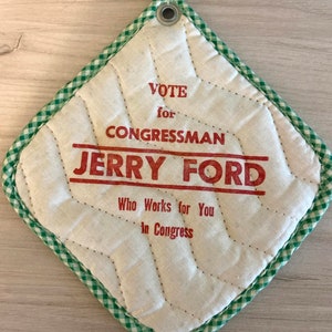 Vote Jerry Ford for Congressman Michigan TWO Potholders Red and Green Gingham image 5