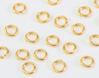 200 X 8 mm Gold plated round jump rings hard top quality findings