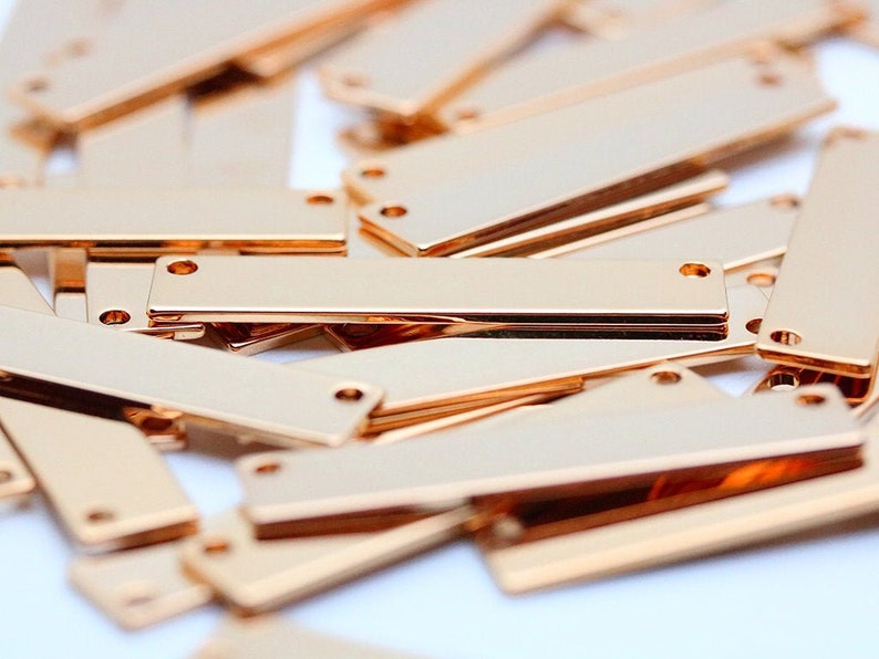 Blank Stamping Tag PKR01 5pcs Stamping Blanks Pendant Rose Gold Plated Horizontal Bar 40x8mm Stamping Rose Gold Bar Pendant