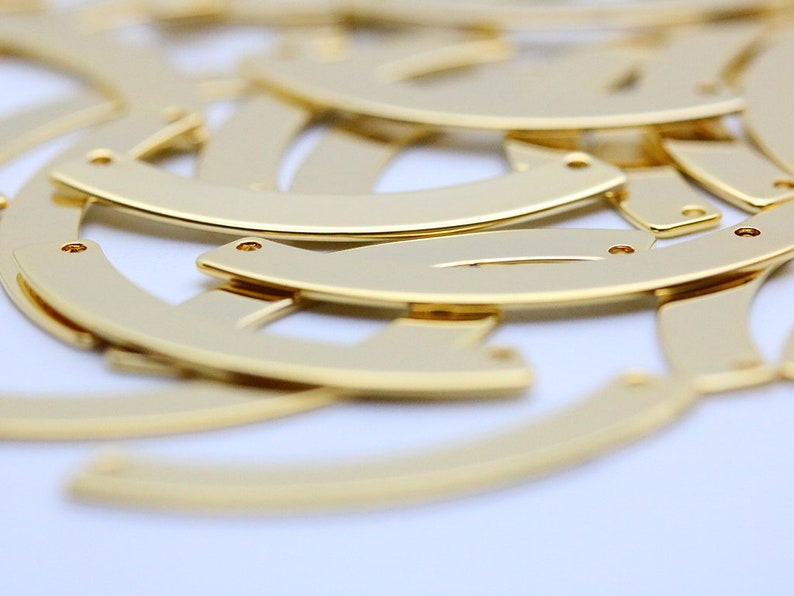 Gold Plated Connector Bar Tag PKG14 Nickel Free Curved Bar 5pcs 35x5mm Personalized Curved Blank Bar 2 Holes Stamping Necklace Pendant