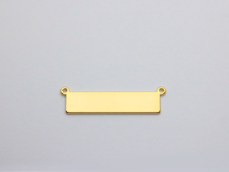2 Holes Stamping Blanks Pendant 5pcs Stamping Necklace Connector 33x8mm Personalized Bar Charm PKG12 Gold Plated Horizontal Blank Bar