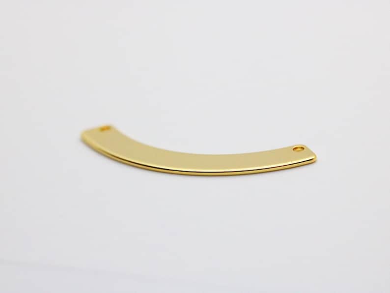 Gold Plated Connector Bar Tag PKG14 Nickel Free Curved Bar 5pcs 35x5mm Personalized Curved Blank Bar 2 Holes Stamping Necklace Pendant