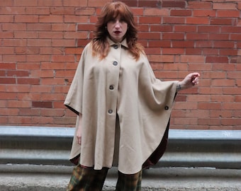M-L Camel Cape Vintage Wool Cape