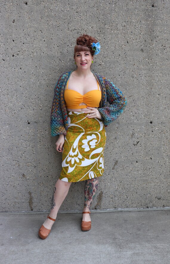 1970s Hawaiian barkcloth skirt | Small- Medium - image 1