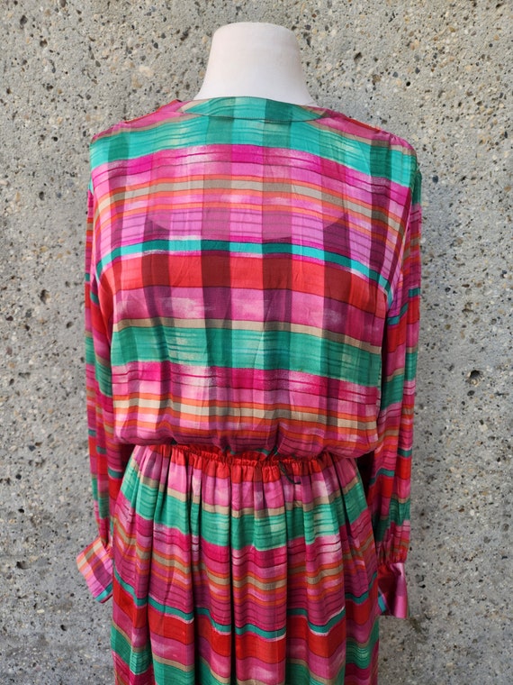 1970s pink striped dress, candy stripes| Small - image 4