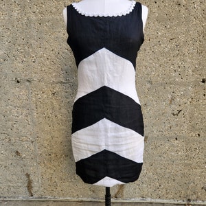 PIERRE CARDIN linen dress, 70s mod dress| Small