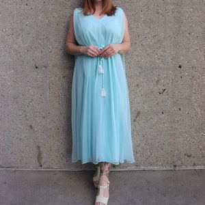 60s blue chiffon nightgown Small-Large image 7