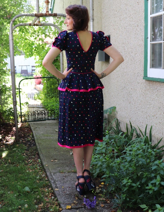 1980s does 40s Peplum Dress | Small - image 3