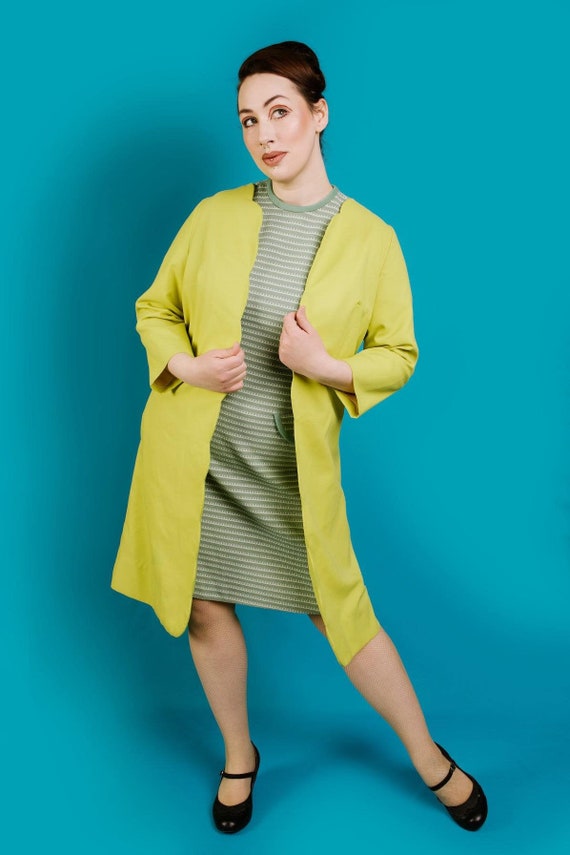 1960s Duster Coat Green Chartreuse Neon | M-XL