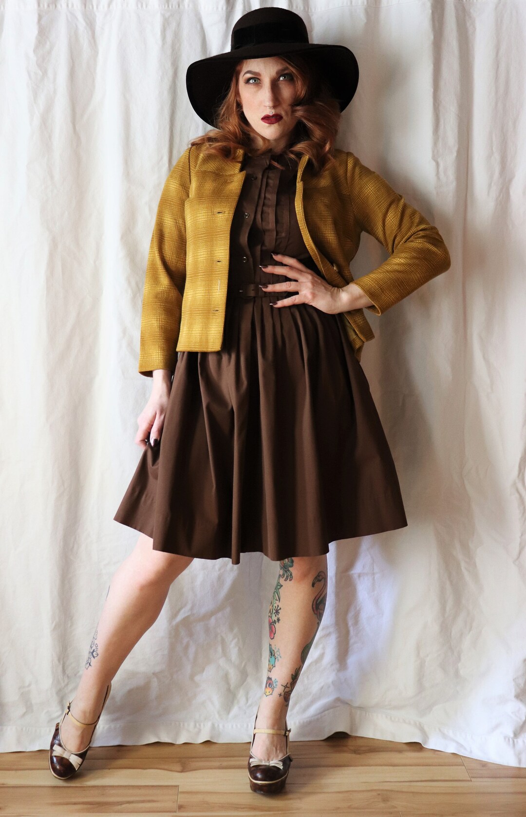 1960s Plaid Mustard Yellow Wool Jacket SM Etsy