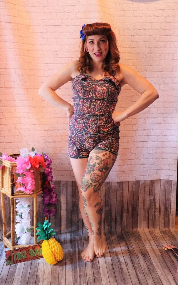 Tropical Print Cotton Romper | Medium