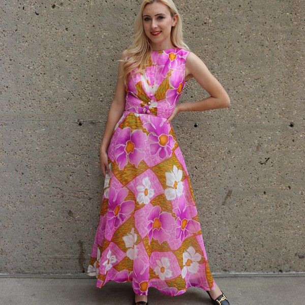 Pink & Purple Floral Maxi Dress