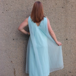 60s blue chiffon nightgown Small-Large image 6