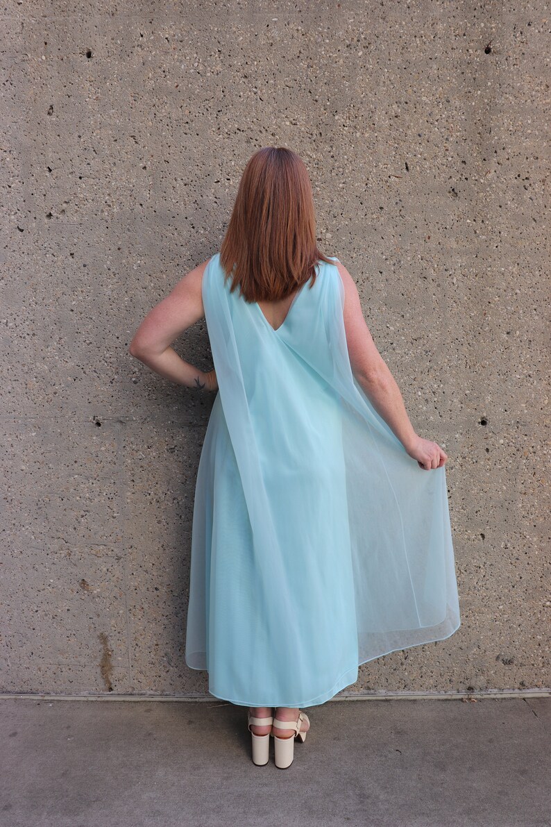 60s blue chiffon nightgown Small-Large image 6