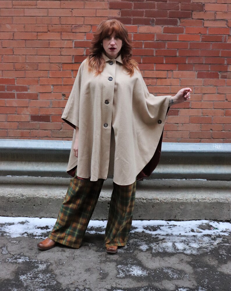 M-L Camel Cape Vintage Wool Cape