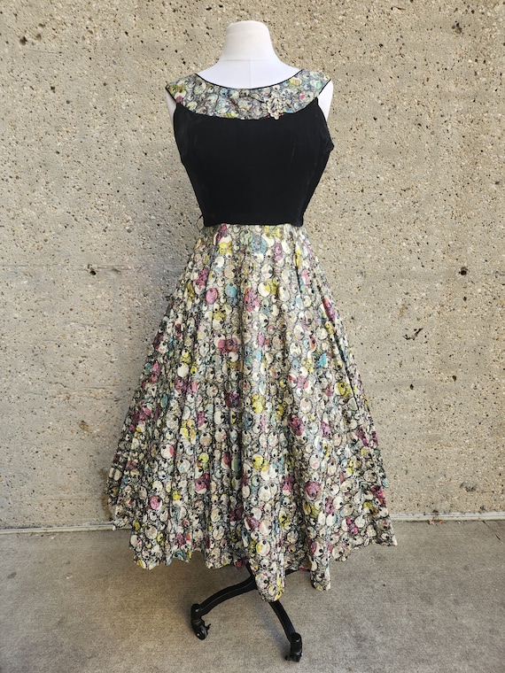 1940s cocktail dress, velvet | Small - image 1