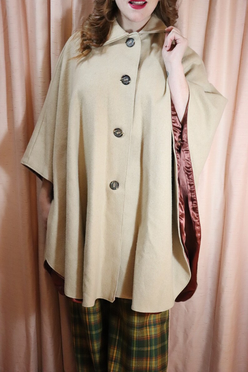 M-L Camel Cape Vintage Wool Cape