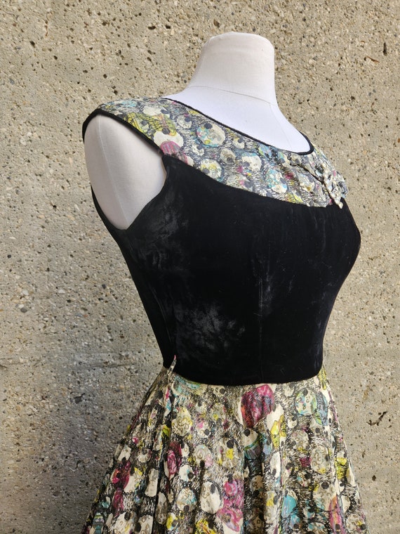 1940s cocktail dress, velvet | Small - image 3