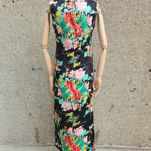 1970s pink & green floral maxi dress, Hawaiian Dress | S