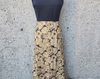 1970s gold metallic maxi dress, vintage maxi | small -medium