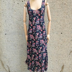 90s paisley slip dress  | S-M