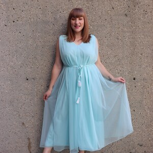 60s blue chiffon nightgown Small-Large image 1