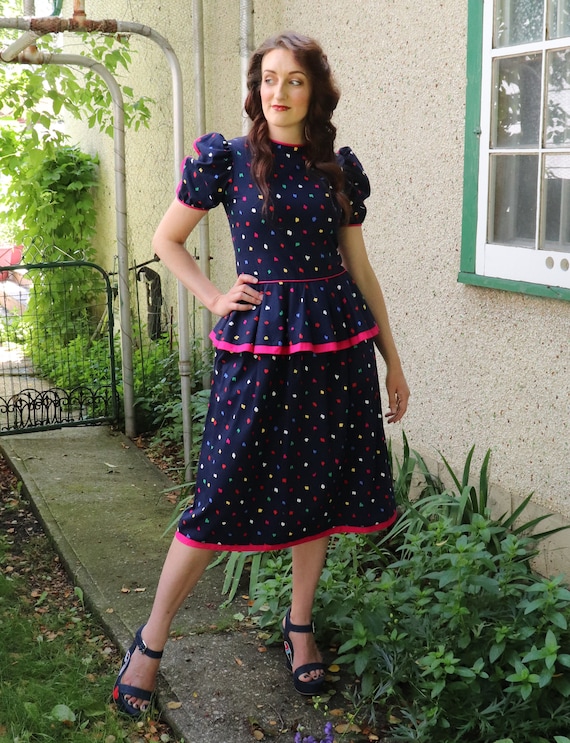 1980s does 40s Peplum Dress | Small - image 5