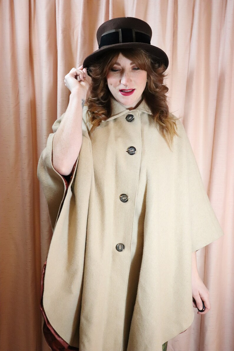 M-L Camel Cape Vintage Wool Cape