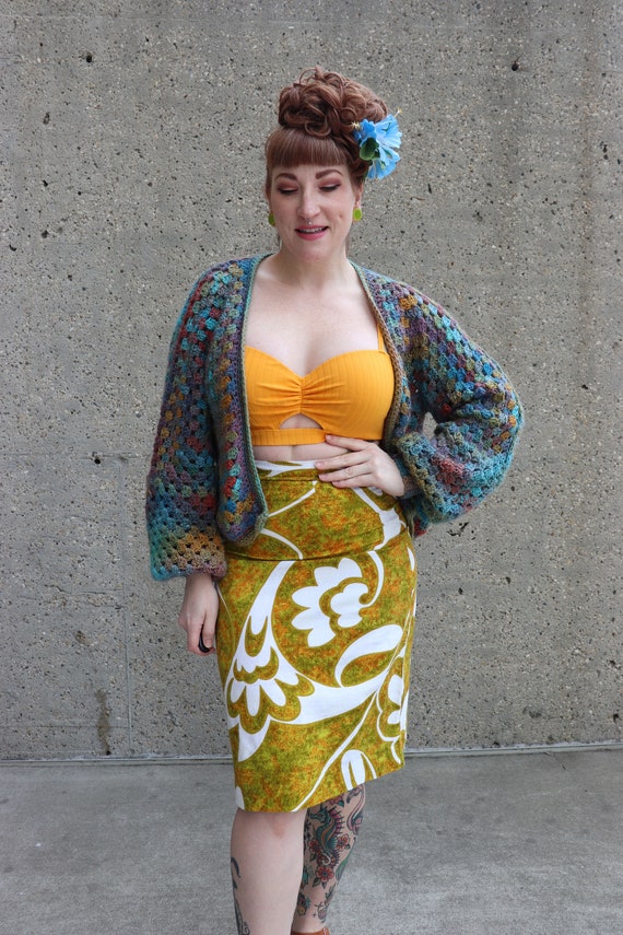 1970s Hawaiian barkcloth skirt | Small- Medium - image 5