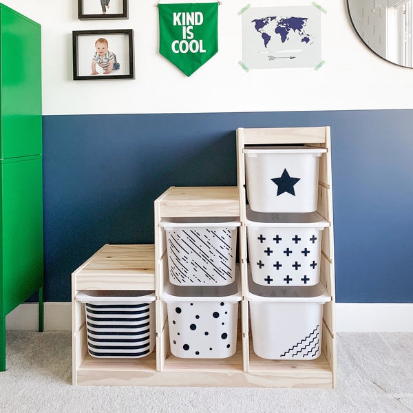 Playroom Bin Designs • Playroom Decor • Trofast IKEA Bins • IKEA Bins
