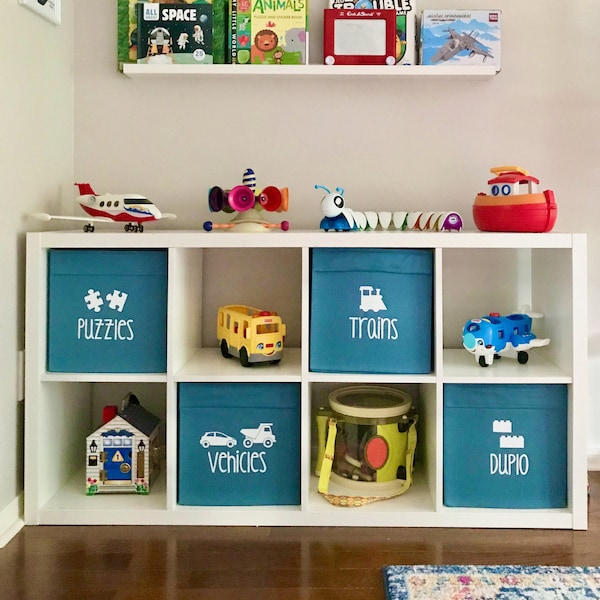 Playroom Vinyl Labels • Kallax IKEA Storage • Drona Custom Toy Labels