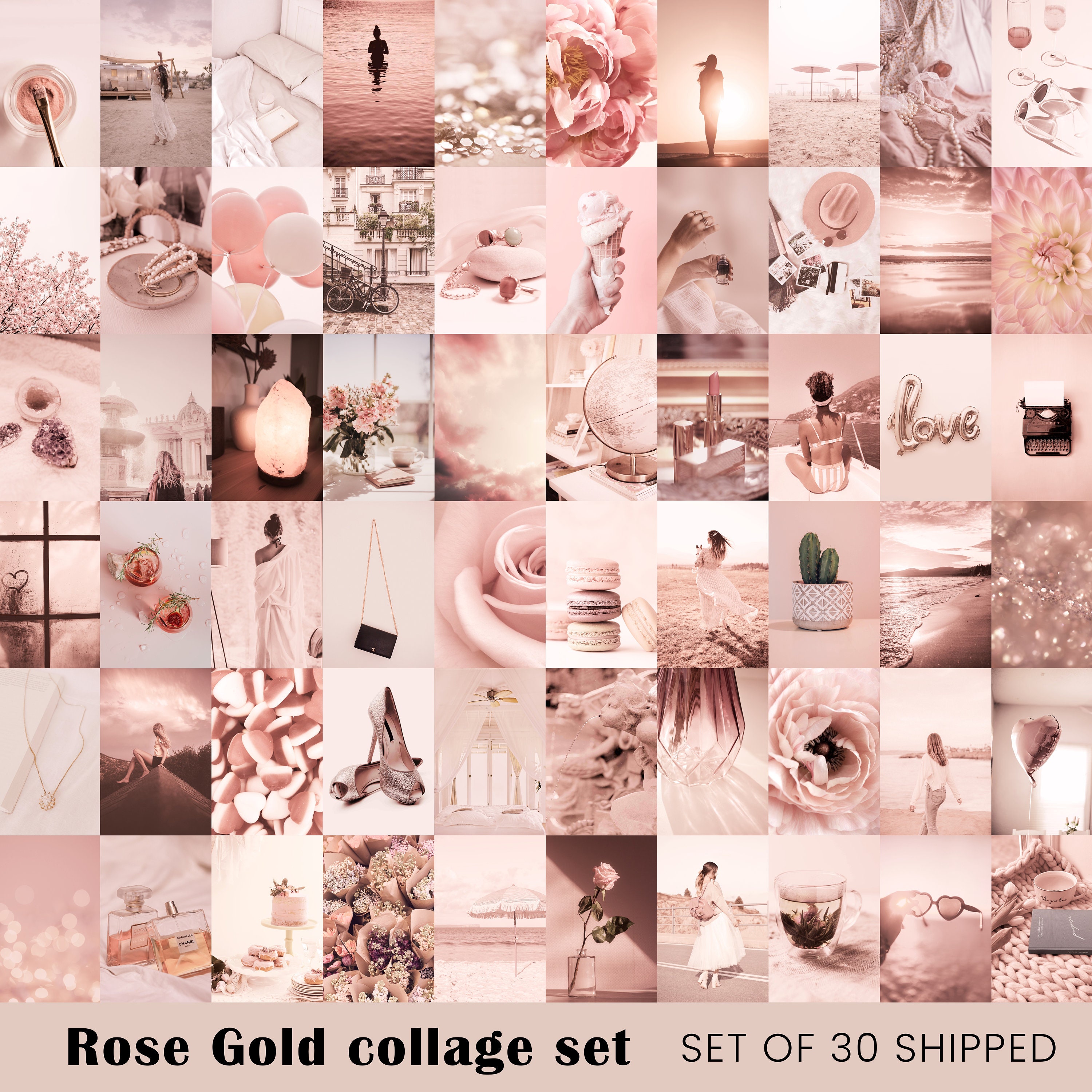 Free download 90 Wall Collage Kit Photos Boujee Rose Gold Tones