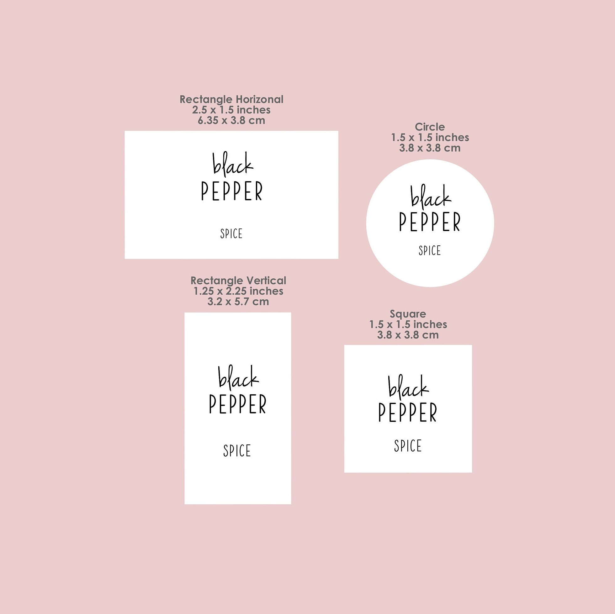 Short Spice Jar Label Front Set • Modern Minimalist • Waterproof