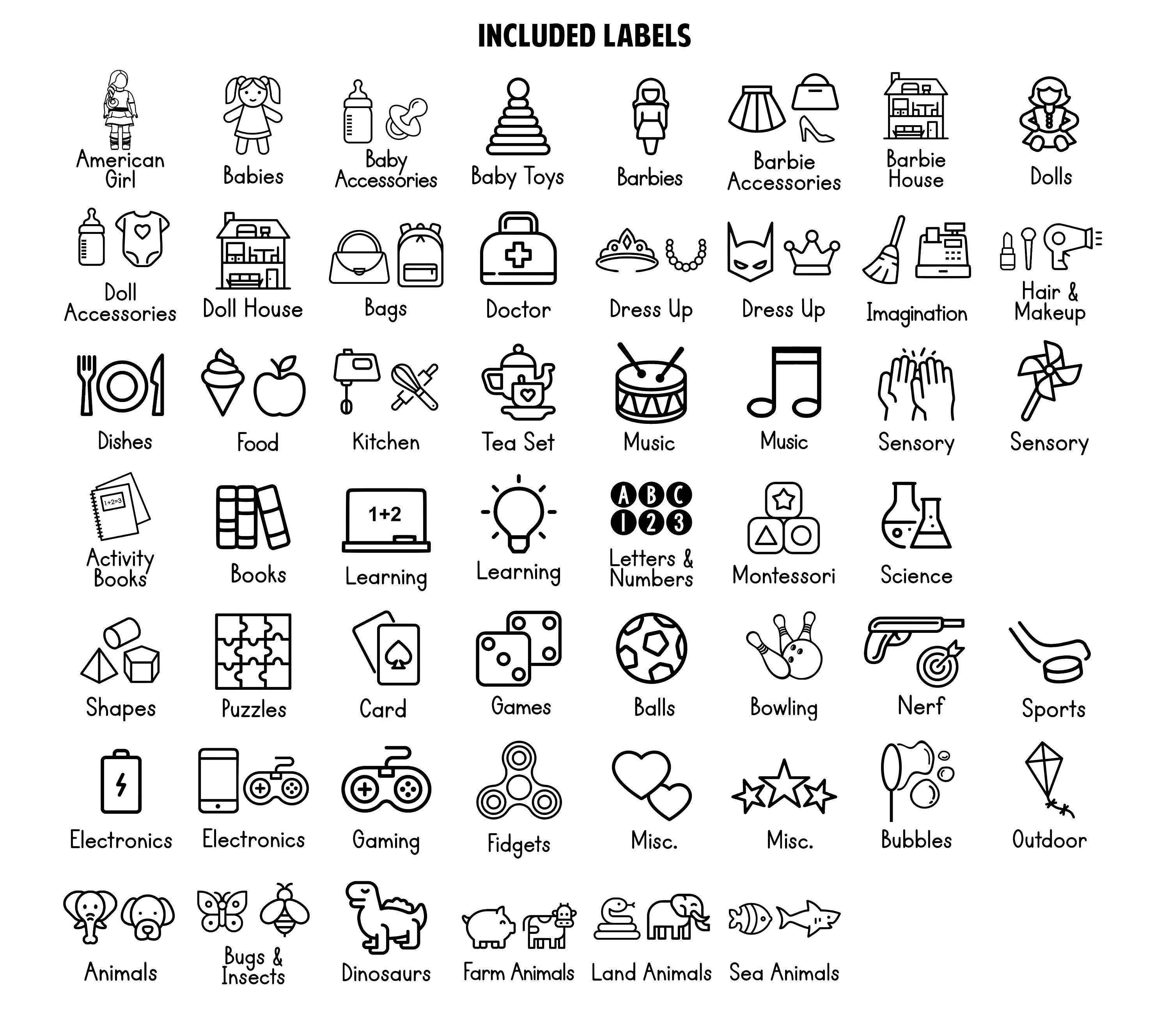 Digital Download Playroom Labels SVG Toy Labels Arts and - Etsy