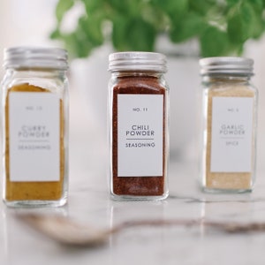 Short Spice Jar Front Labels • Minimalist • Waterproof