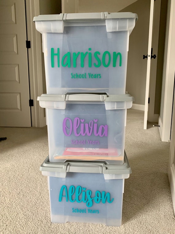 School Memories Bin Labels, Kids Name Labels, Keepsake Labels 