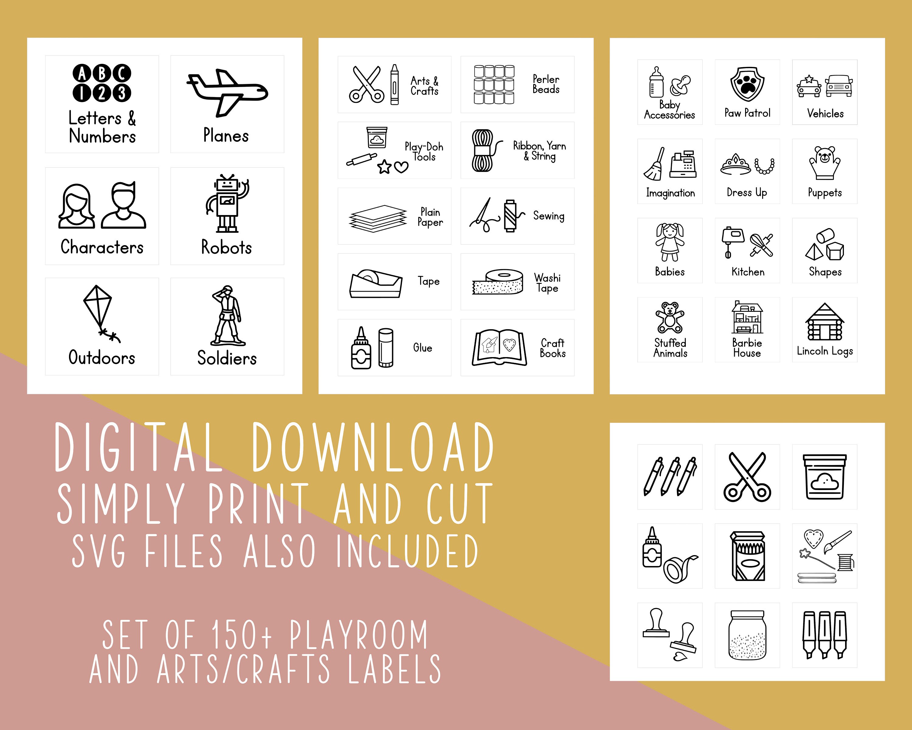Digital Download Playroom Labels SVG Toy Labels Arts and Etsy