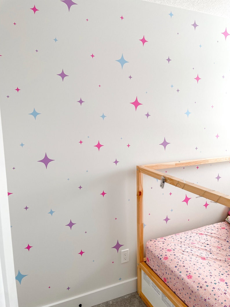 Star Vinyl Decals Sparkle Wall Decals 4 Point Star Vinyl Etsy