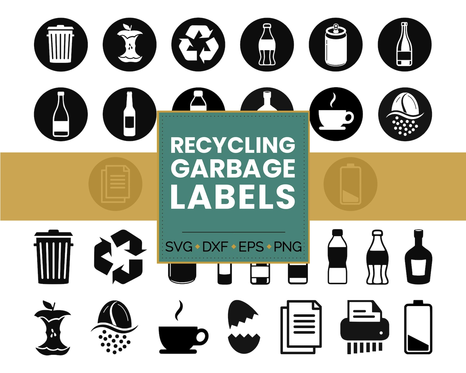 Garbage Sorting Symbol Garbage Bin Symbols • Recycle Sorting SVG Files • Food Scraps Compost ...