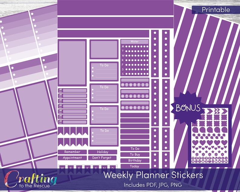 Printable Purple Planner Stickers for Happy Planner Printable Purple ...