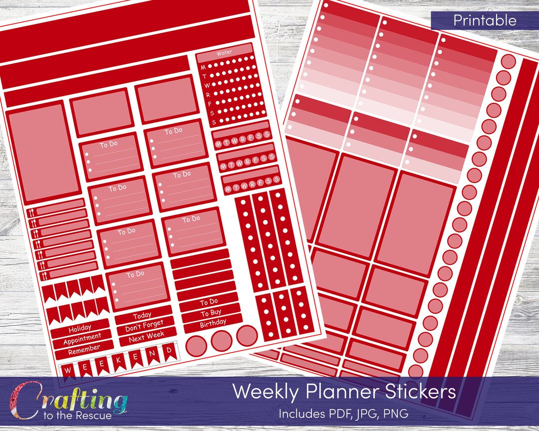 Red Happy Planner Stickers Red Printable Planner Stickers for Weekly ...