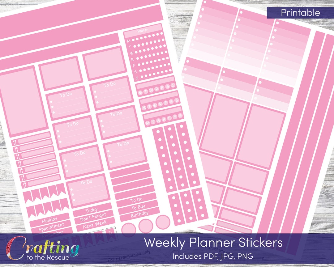 Pink Planner Stickers for Weekly Planner Digital Printable Planner ...