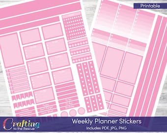Pink Planner Stickers for Weekly Planner - Digital Printable Planner Stickers - Happy Planner - Cricut