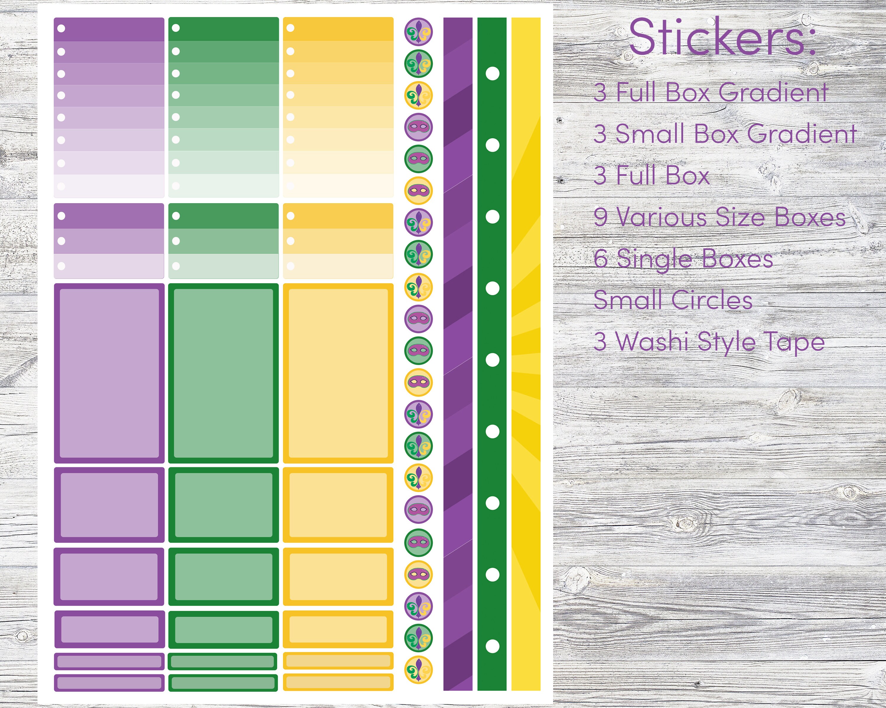 mardi gras planner stickers