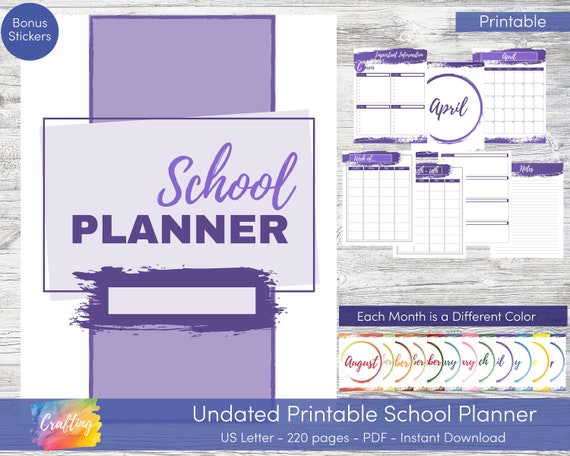 Colorful School Planner Printable Download for in Person | Etsy