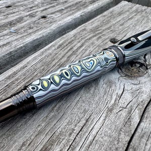 Highly Figured Fordite Rollerball Pen – Handcrafted Gunmetal Chrome Luxury Pen | One-of-a-Kind Automotive Art Gift
